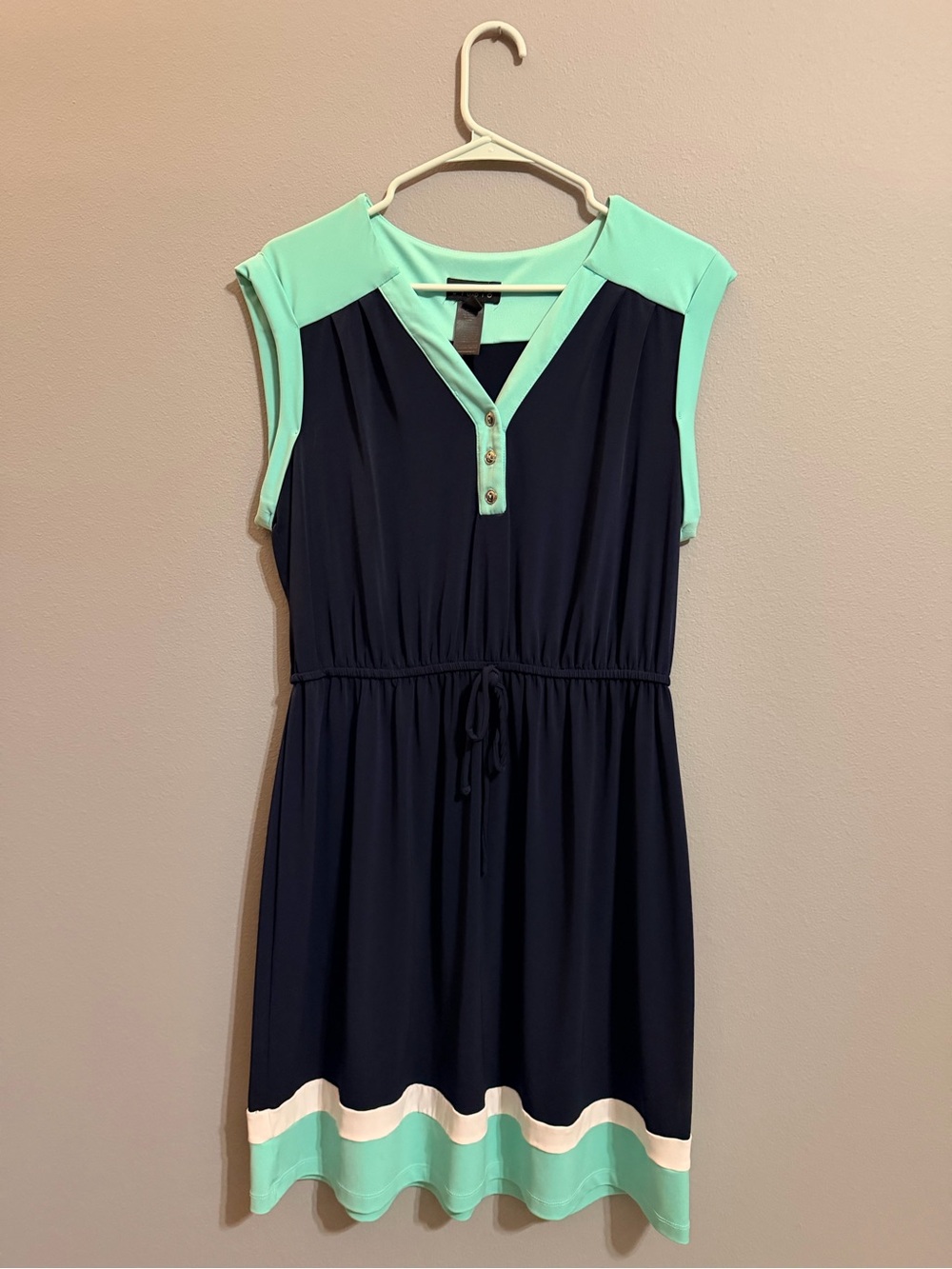 Enfocus Studio Navy Dress with Mint Trim